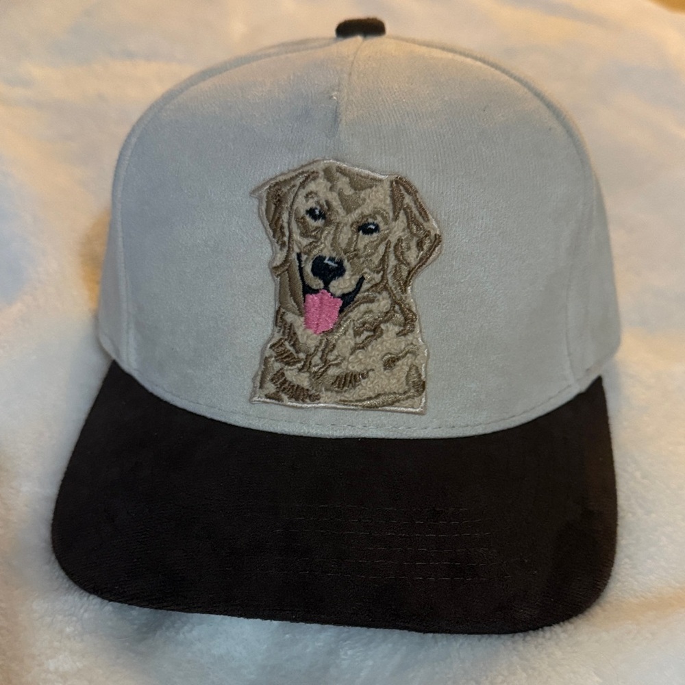 Proceeds go to Charity! Charming Dog Embroidered Cap - Tan and Black